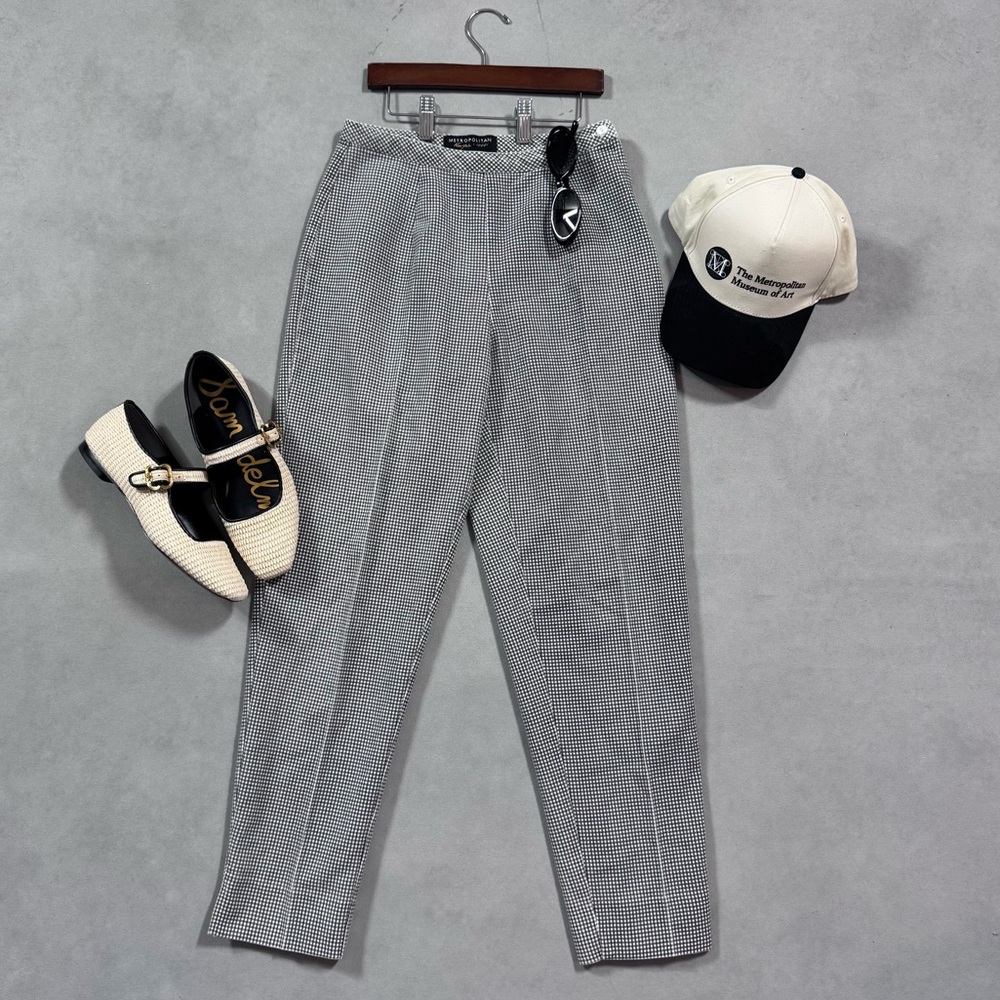 GREY GINGHAM PLEATED CAPRIS